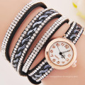 En Stock Rhinestone cuero cristal pulsera reloj cuarzo bling bling reloj